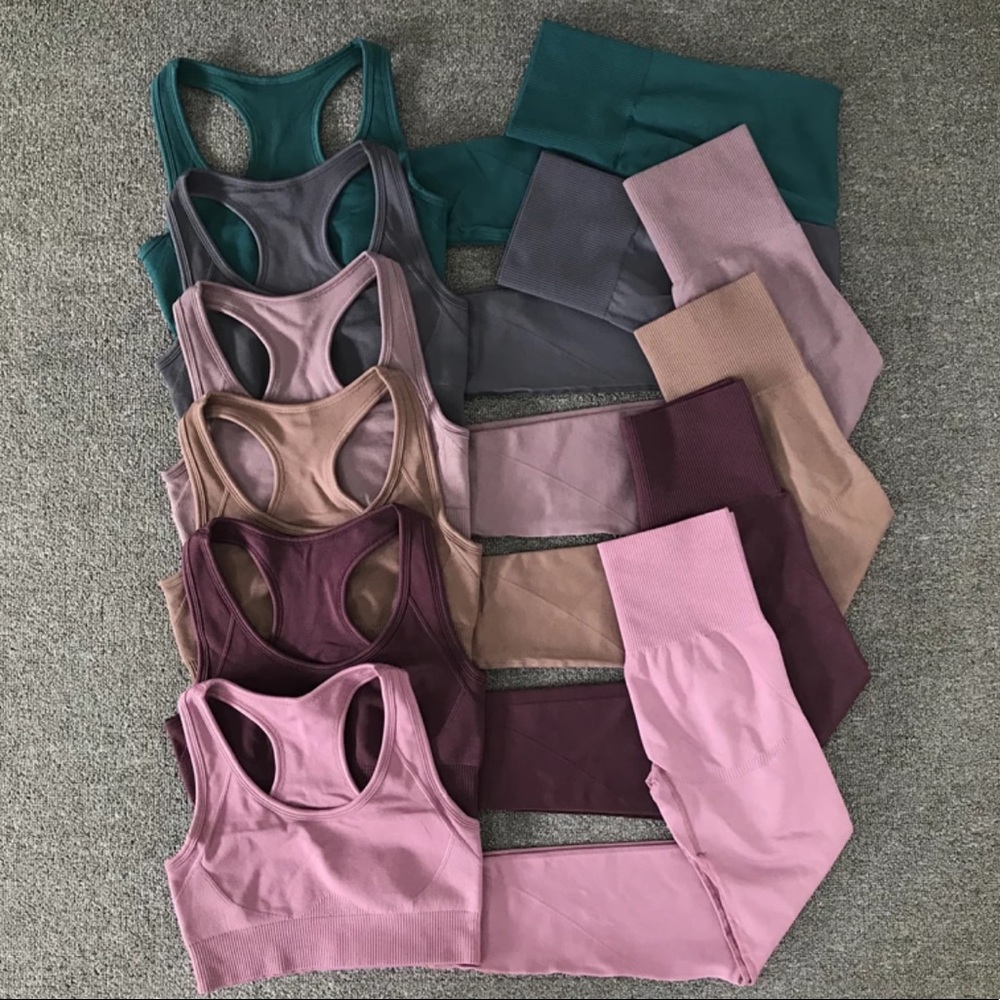 New high waisted yoga clothes set bra leggings - Picture 3 of 7